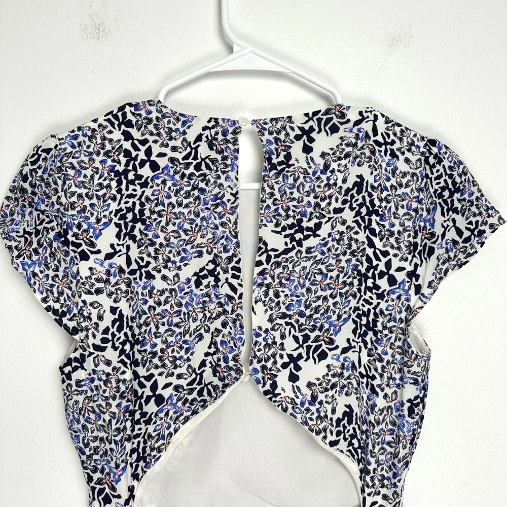 Reiss Livia Mosaic Print Split Midi Dress Floral Blue White Navy 7 - Picture 8 of 12